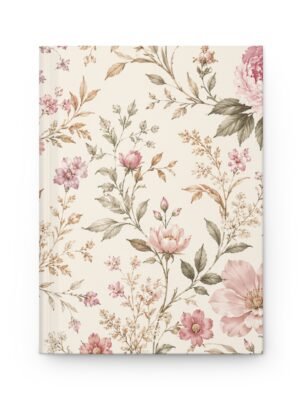 Elegant Vintage Floral Pattern Hardcover Journal – Lined Notebook