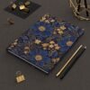 Midnight Blue & Gold Floral Hardcover Journal – Lined Notebook
